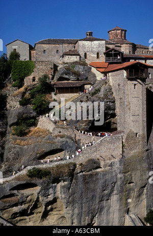 Le Saint Monastère de Grand Meteoron au Meteora près de villes de Kalambaka et de Kastraki en Grèce Centrale Europe Banque D'Images