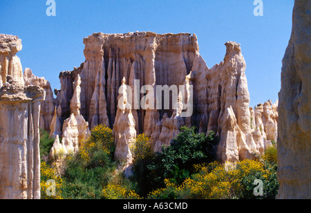 Les formations de roche sur le paysage, Pyrénées, Ille sur Tet, France Banque D'Images