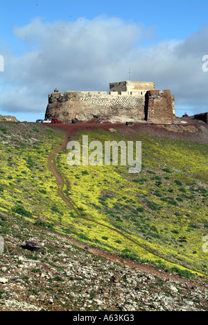 Château sur la montagne, Castillo de Guanapay, Teguise, Lanzarote, îles Canaries, Espagne Banque D'Images