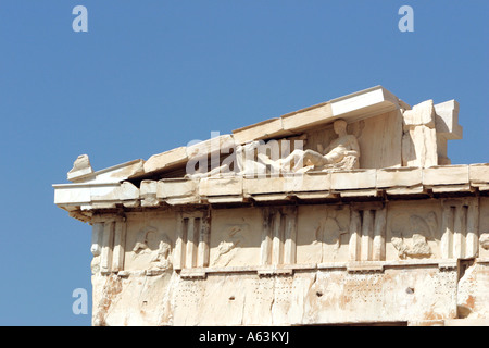 Frise du Parthénon l'lagrest le temple sur l'Acropilis Athènes Grèce Banque D'Images