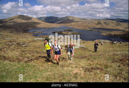 Newton Stewart walking festival escalade Merrick avec Hénoc derrière Galloway Scotland UK Banque D'Images