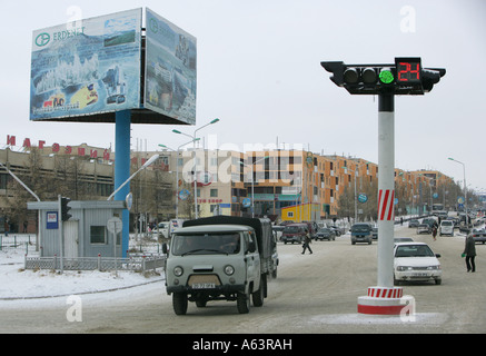 Mongolie - Règlement de béton du Russe temps Erdenet Banque D'Images