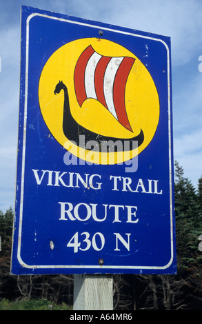 Panneau routier de la Viking Trail, Terre-Neuve Banque D'Images