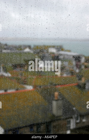Abri international à partir d'une fenêtre à la pluie à St Ives Banque D'Images