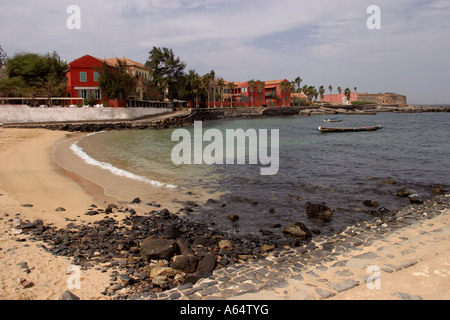 Sénégal Ile de Gorée le port et plage Banque D'Images