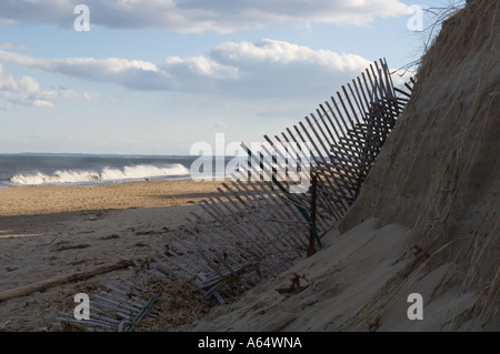 L'érosion de la plage Plum Island Massachusetts USA Banque D'Images