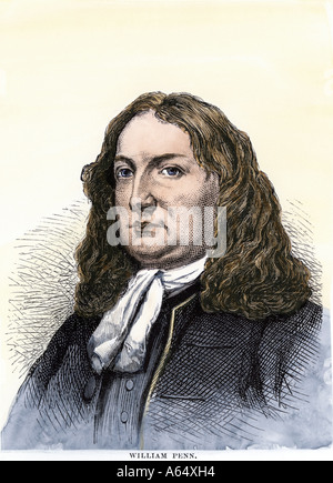 William Penn. à la main, gravure sur bois Banque D'Images