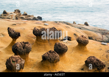 Yehliu est une péninsule sur la côte nord de Taïwan entre Taipei et Keelung c'est célèbre pour le coastal rock formations Banque D'Images