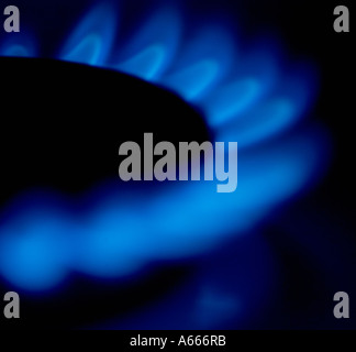 Un anneau de gaz sur une plaque de cuisson close up Banque D'Images