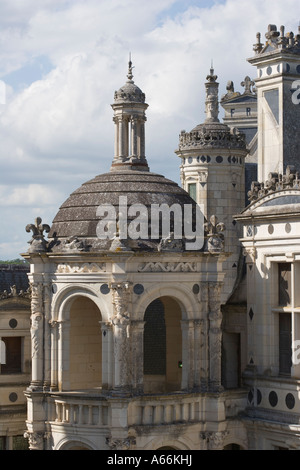 Francois I escalier de Château Royal de Chambord à Chambord, Loir-et-Cher Centre, France, Union européenne, UNION EUROPÉENNE Banque D'Images