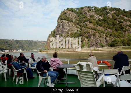 La célèbre Lorelei sur le Rhin en Allemagne Banque D'Images