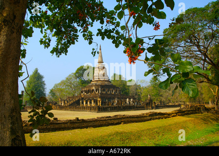 Wat Chang Lom à Si Satchanalai Sukhothai Thaïlande Province Banque D'Images