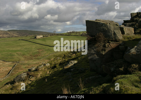 Les maures sauvages de la Northumberland Mur d'Hadrien, Pays, Parc National de Northumberland Banque D'Images