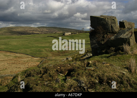 Les maures sauvages de la Northumberland Mur d'Hadrien, Pays, Parc National de Northumberland Banque D'Images