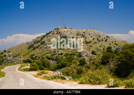 Le sommet du mont Pantokrator le point le plus élevé sur l'île de Corfou Grèce JMH2682 Banque D'Images