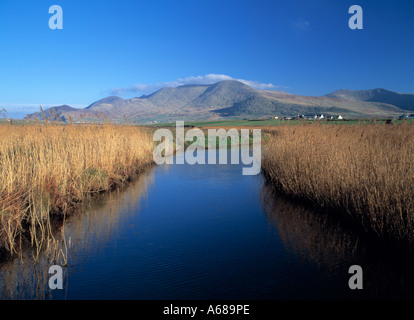 Flux calme, longue et étroite avec le deuxième plus haute montagne dans l'arrière-plan, la beauté dans la nature, Banque D'Images