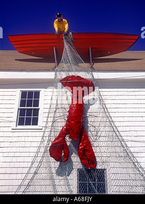 La pêche au homard au restaurant de fruits de mer Wellafleet d'affichage Banque D'Images