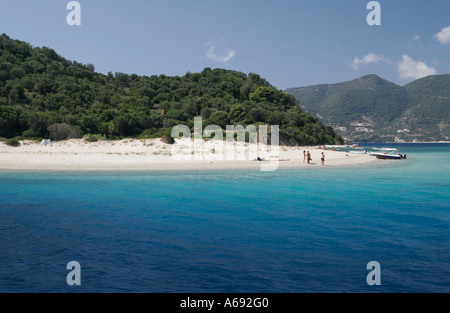 L'Île Marathonissi, belle plage et mer bleue, site de nidification des tortues caouannes, Zante, Zante, [Îles Ioniennes], Grèce Banque D'Images