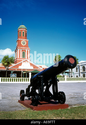 La Barbade Bridgetown Garrison Savannah Cannon la Tour de l'horloge Banque D'Images