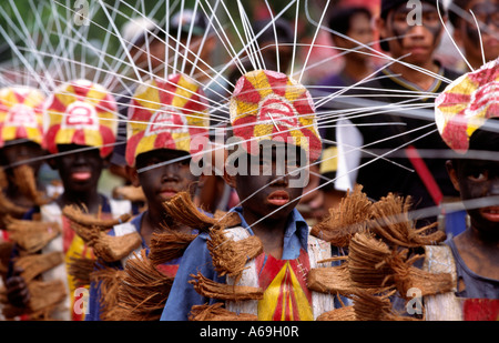 Philippines Ibajay Ati Atihan Panay religion festival Naile fêtards Barangay Banque D'Images