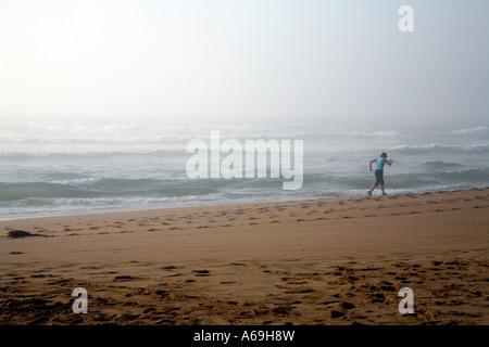 Tôt le matin, s'exécuter sur l'Avoca beach près de Gosford, New South Wales, Australie Banque D'Images