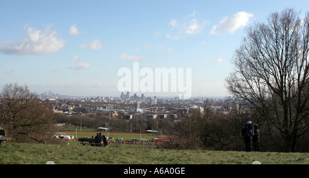 La vue depuis la colline du Parlement dans le quartier londonien de Hampstead Heath Banque D'Images