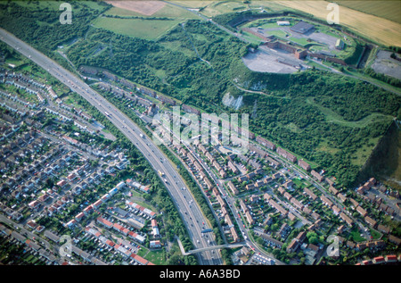 Vue aérienne de M27 et Fort Southwick ancien COMMCEN UGHQ L'AC et de guerre près de Portsmouth Banque D'Images