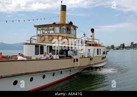 Ludwig Fessler vapeur à aubes sur le lac de Chiemsee, en Bavière, Allemagne. Banque D'Images