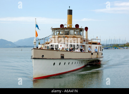 Ludwig Fessler vapeur à aubes sur le lac de Chiemsee, en Bavière, Allemagne. Banque D'Images