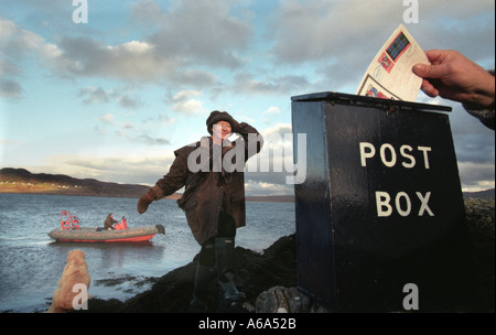 Îles Summer Postal service avec ses propres timbres Wester Ross Scotland UK Voile prend mail à mainland Banque D'Images