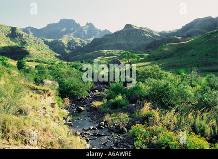 Château de champagne et un flux élevé dans les montagnes du Drakensberg en Afrique du Sud Banque D'Images