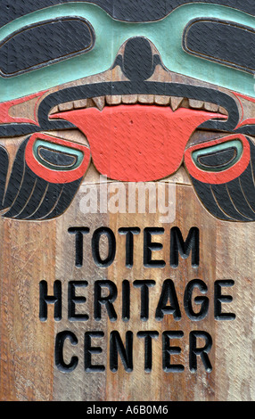 Signer pour Totem Heritage Centre Ketchikan Alaska, United States Banque D'Images