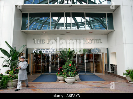 Page de l'hôtel à l'entrée de l'hôtel Pan Pacific à Canada Place à Vancouver, Colombie-Britannique, Canada Banque D'Images