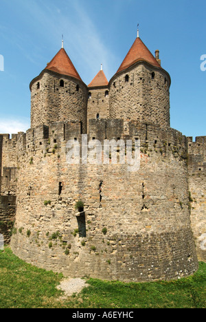 Carcassonne une partie de la ville médiévale fortifiée Banque D'Images