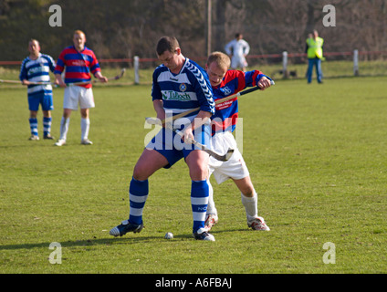 Correspondance entre Shinty Newtonmore et Kingussie Banque D'Images