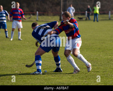 Correspondance entre Shinty Newtonmore et Kingussie Banque D'Images