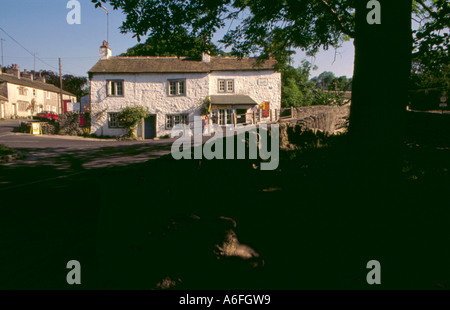 Stone cottages, Malham village, Malhamdale, Yorkshire Dales National Park, North Yorkshire, Angleterre, Royaume-Uni. Banque D'Images