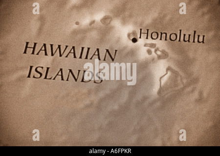 La carte des îles Hawaï Banque D'Images