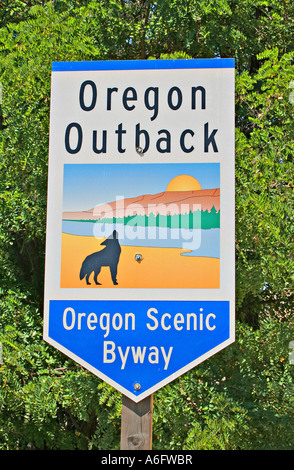 Oregon Scenic Byway signer l'Oregon Lakeview Banque D'Images