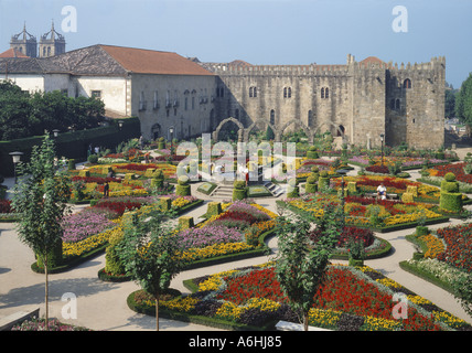 Portugal Le district de Minho, Braga, les jardins de Santa Barbara et la bibliothèque médiévale Banque D'Images