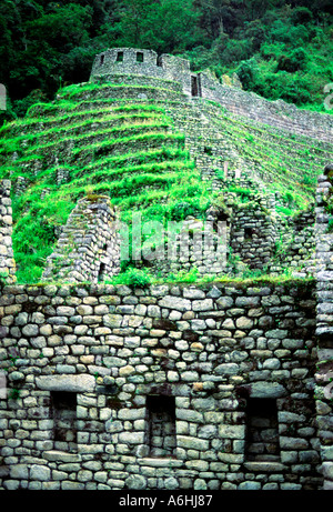 Huinay Huayna ruins.de l'Inca vers le Machu Picchu au Pérou. Banque D'Images