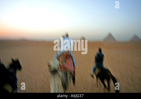 Khufu Khafré et Menkaourê pyramides Banque D'Images