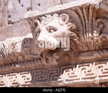 Fontaine du Lion, Temple de Jupiter, Baalbeck, Bekaa, République du Liban Banque D'Images