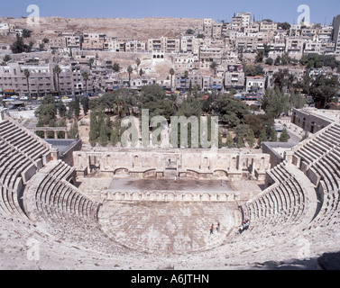 L'amphithéâtre romain, Amman, Amman, gouvernorat de Jordanie Banque D'Images