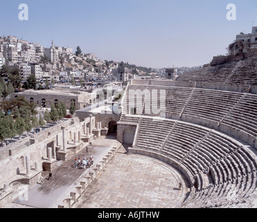 L'amphithéâtre romain, le gouvernorat d'Amman, Amman, Jordanie Banque D'Images