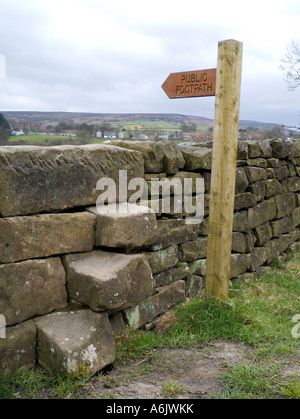 Un montant sur un sentier public dans un mur en pierre sèche dans la région de Danby North Yorkshire, England UK Banque D'Images