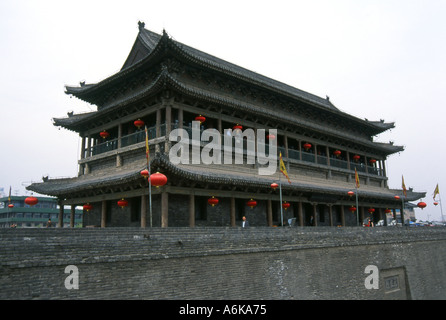 Les murs de la ville de Xi'an Xian Grande Ancienne capitale de la Chine de l'Asie du Sud-Est asiatique chinois Shaanxi Banque D'Images