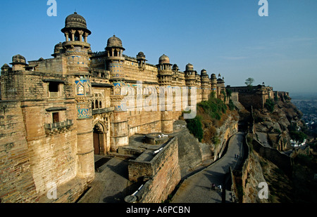 Man Mandir Palace dans le fort de Gwalior achevé en 1517 Banque D'Images