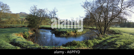 Brume matinale sur la Loutre de rivière près de Monkton Blackdown Hills . Devon . Banque D'Images