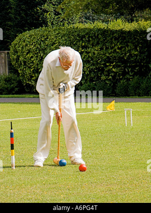 Au croquet sur la pelouse UK 2006 Banque D'Images